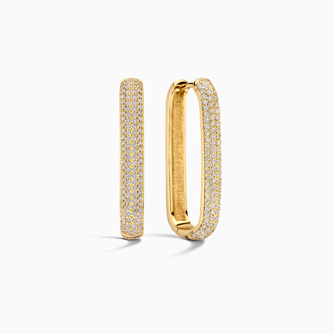Gold Large Diamond Icon Hoop Earrings