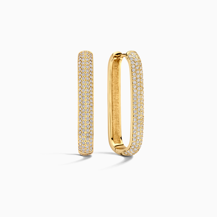 Gold Large Diamond Icon Hoop Earrings