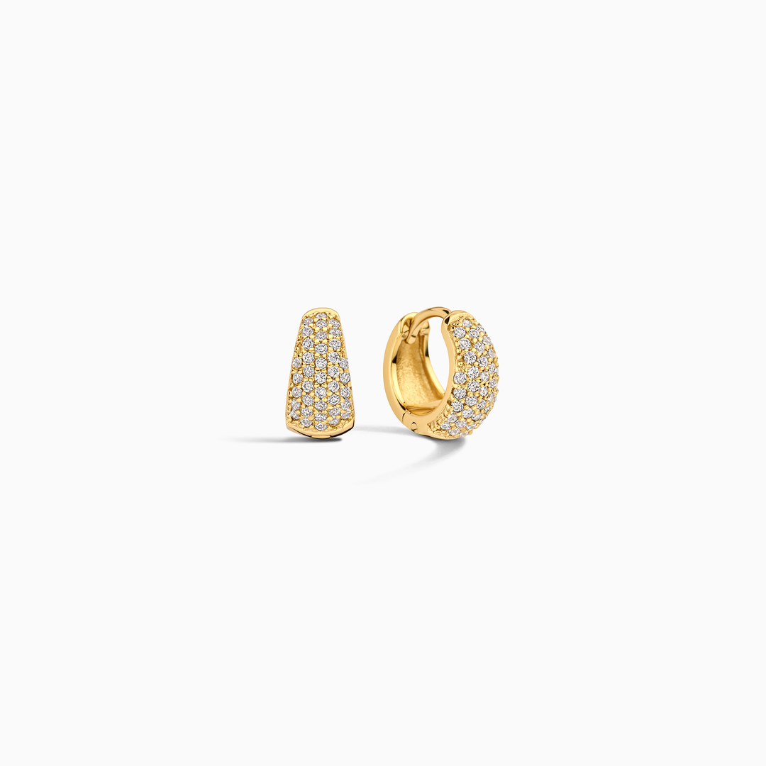 Gold Huggie Pavé Diamond Earrings