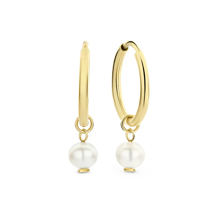 Gold Suspended Pearl Earrings