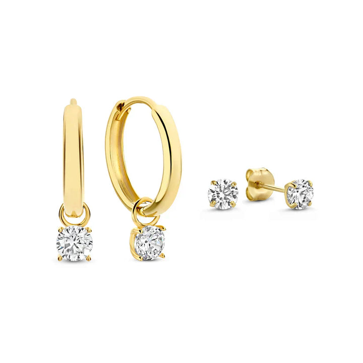 Gold Moon Tear Earrings Set