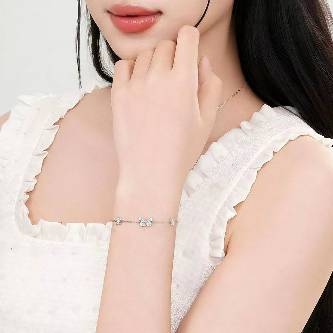 Glow-in-the-Dark Silver Butterfly Bracelet