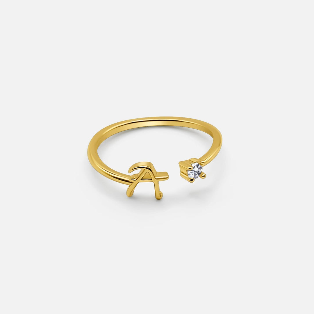 Adjustable Gold Letter Ring