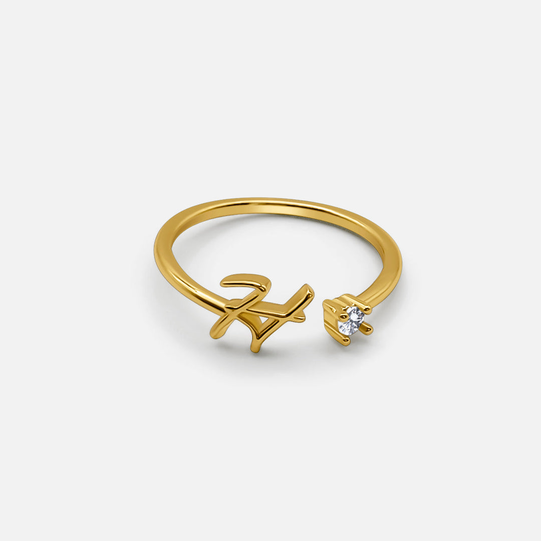 Adjustable Gold Letter Ring
