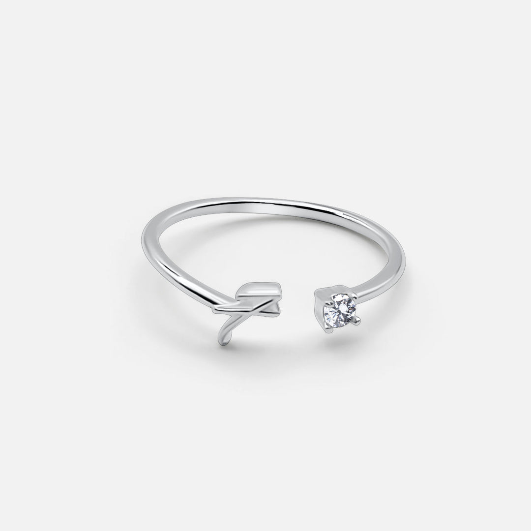 Adjustable Silver Initial Ring