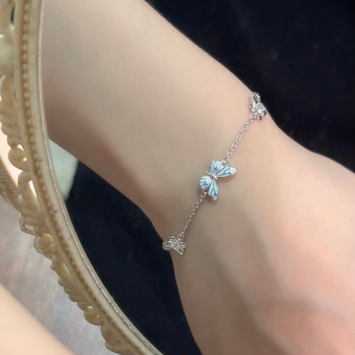Glow-in-the-Dark Silver Butterfly Bracelet