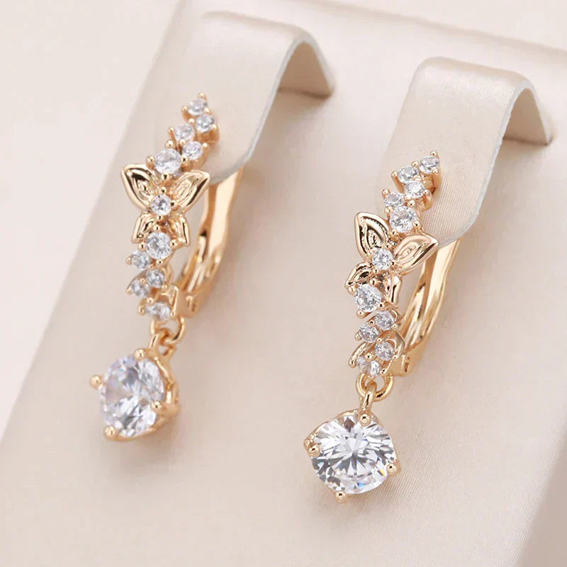 Gold Elegant Zirconia Earrings