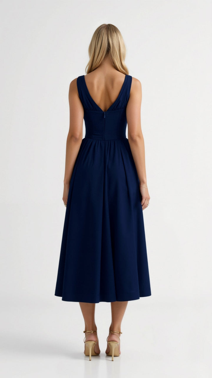 Emma Elegant Midi Plunge Dress