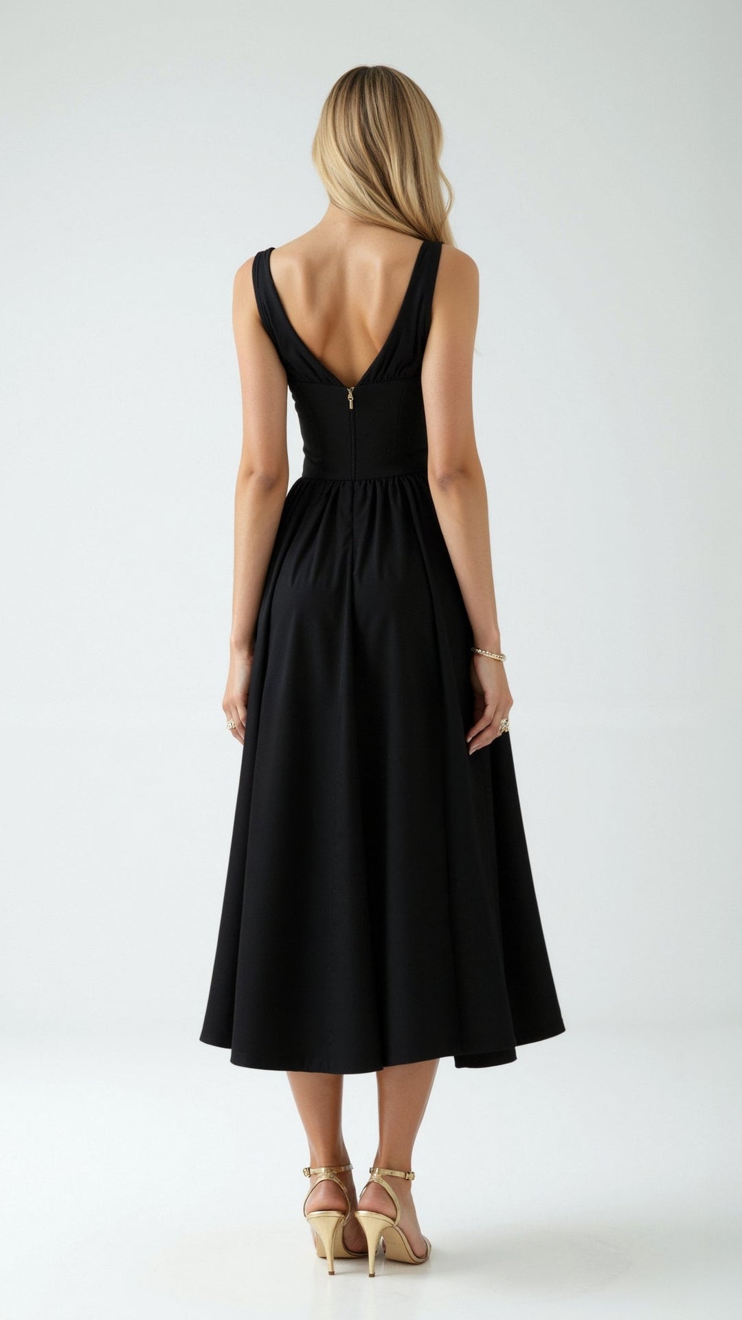 Emma Elegant Midi Plunge Dress