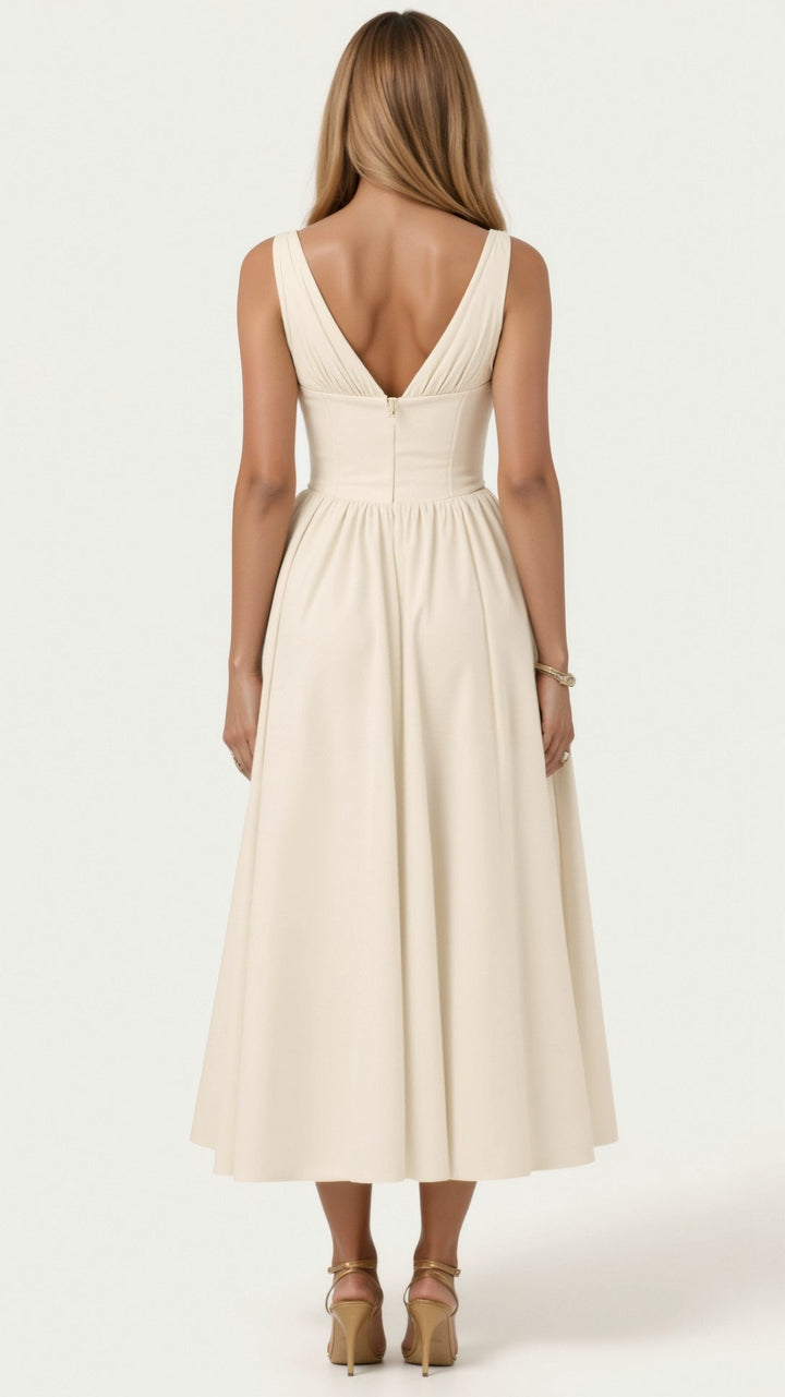 Emma Elegant Midi Plunge Dress
