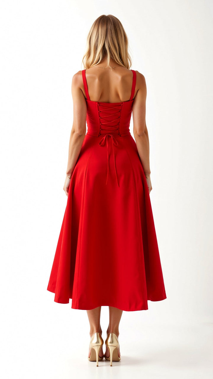 Lila Elegant Sweetheart Midi Dress