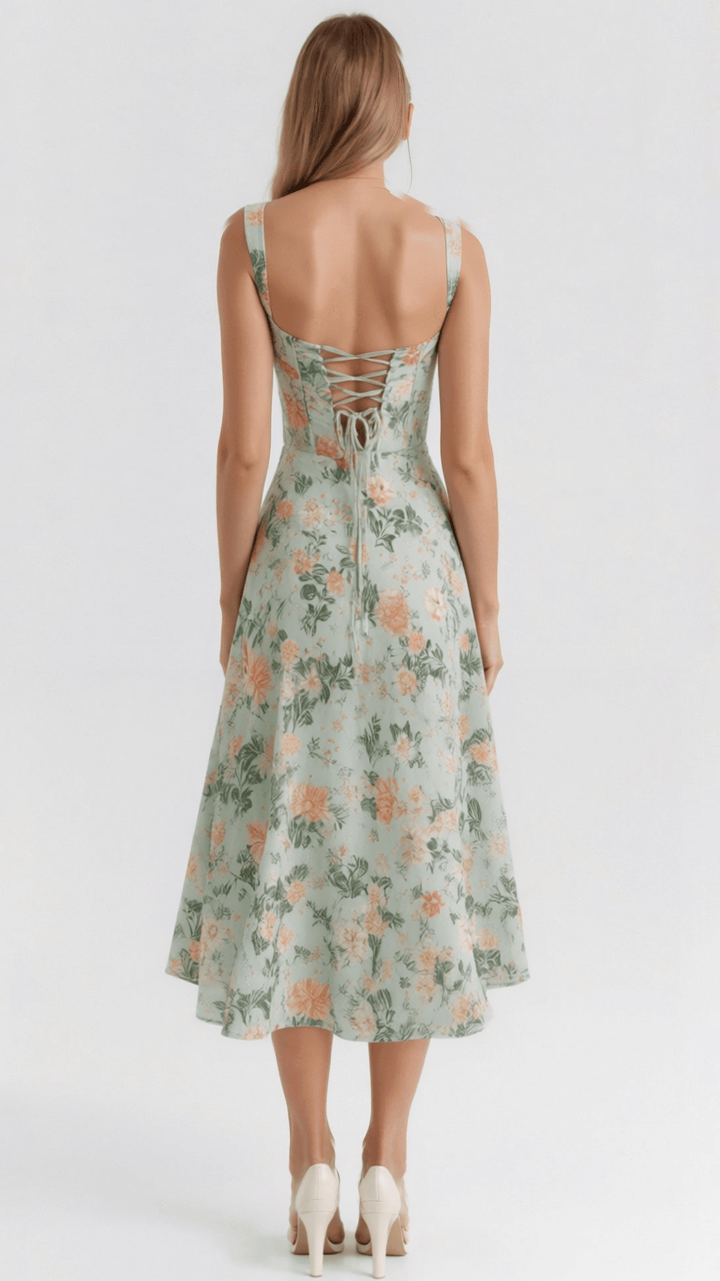 Eleanor Romantic Floral Print Midi Sundress