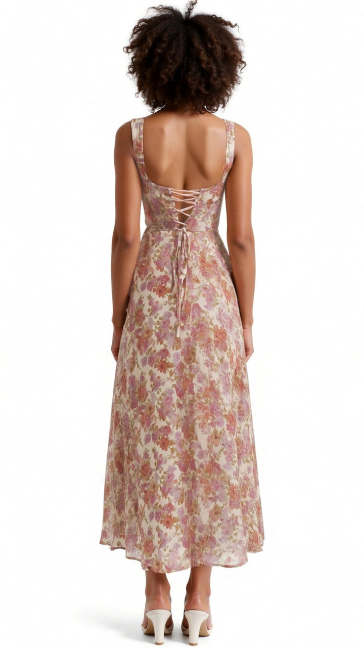 Eleanor Romantic Floral Print Midi Sundress
