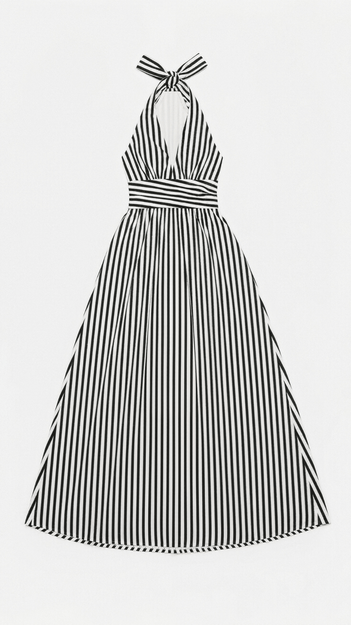 Lila Striped Plunge Maxi Dress