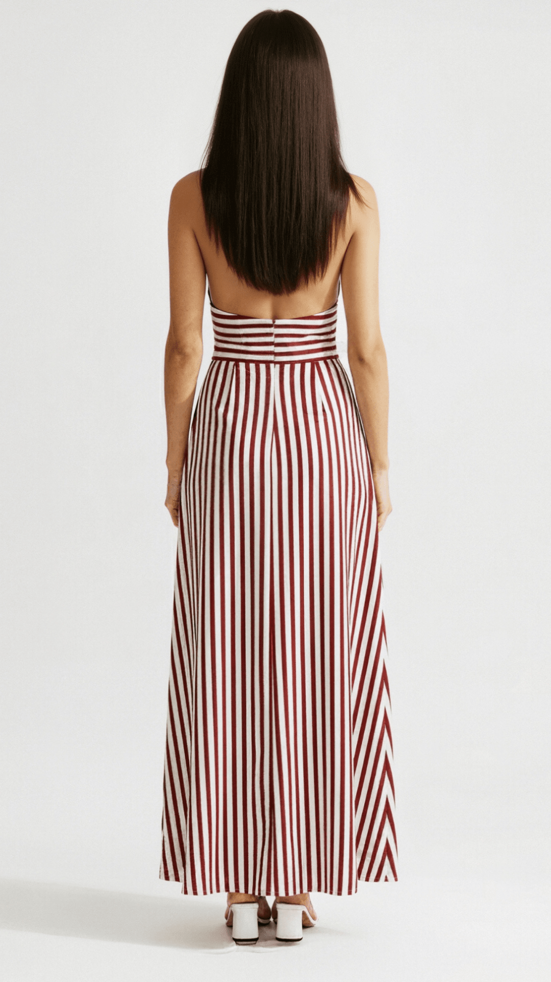 Lila Striped Plunge Maxi Dress