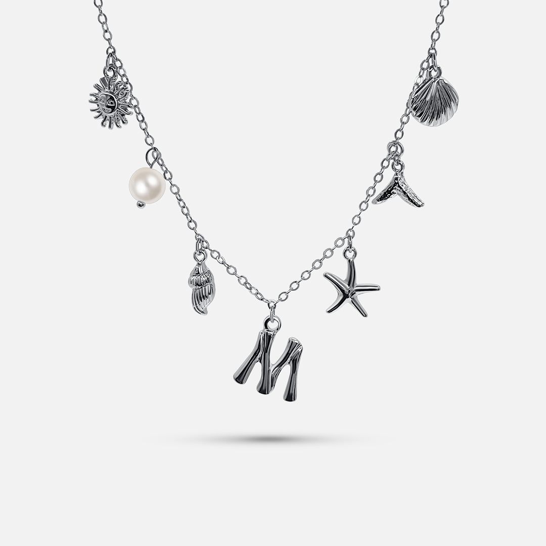 Silver Letter Ocean Collar
