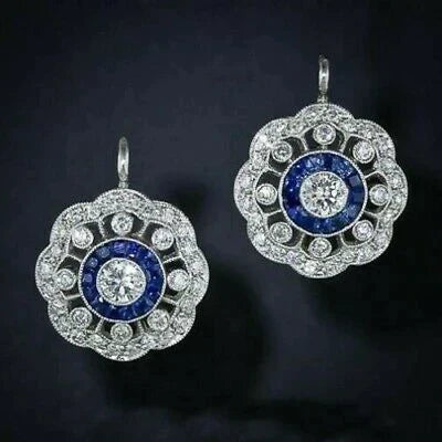 Blue Zirconia Mandala Earrings
