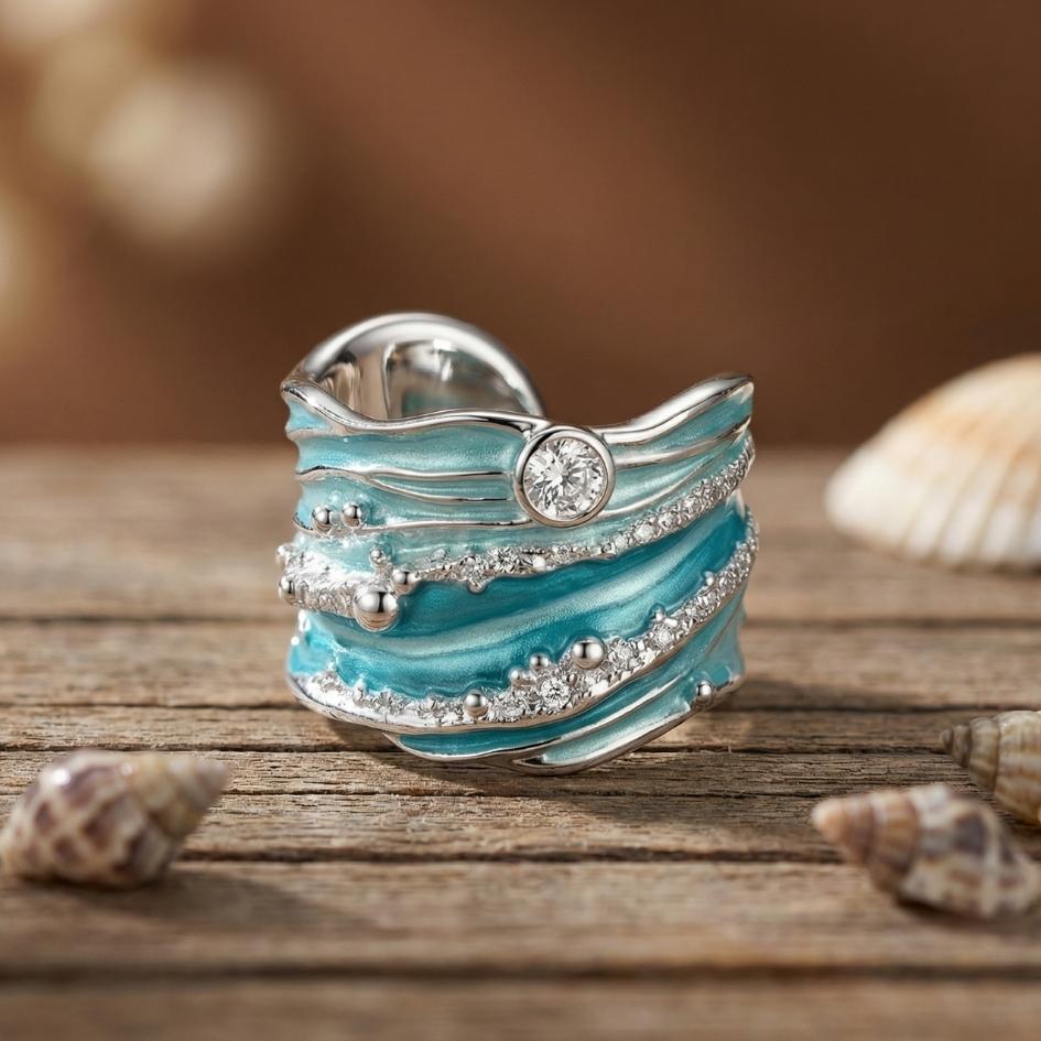 Adjustable Crystal Wave Ring