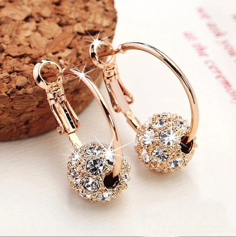 Gold Shiny Sphere Earrings