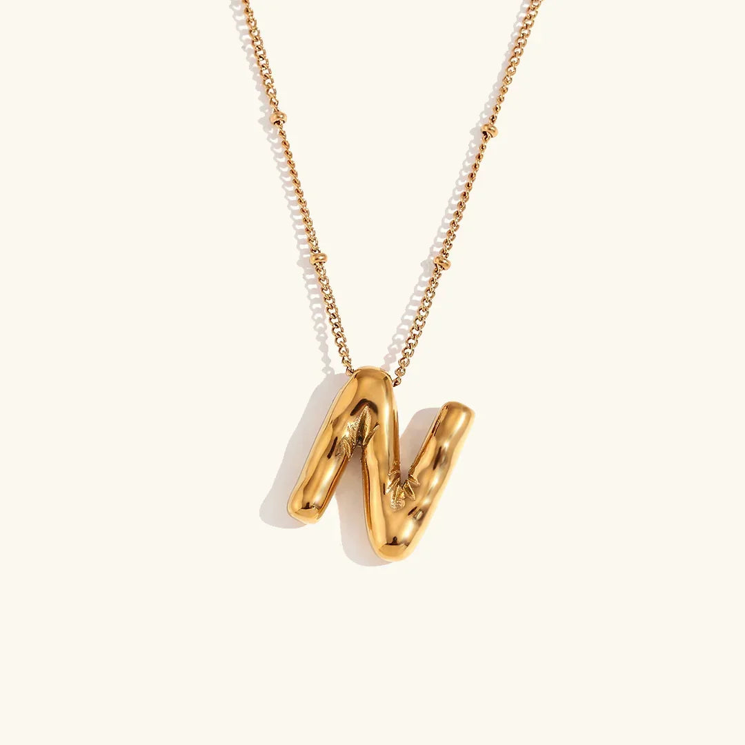 Balloon Initial Gold Necklace