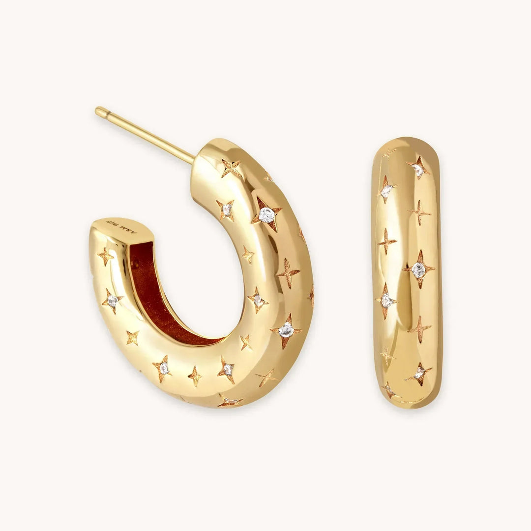 Gold Star Hoop Earrings