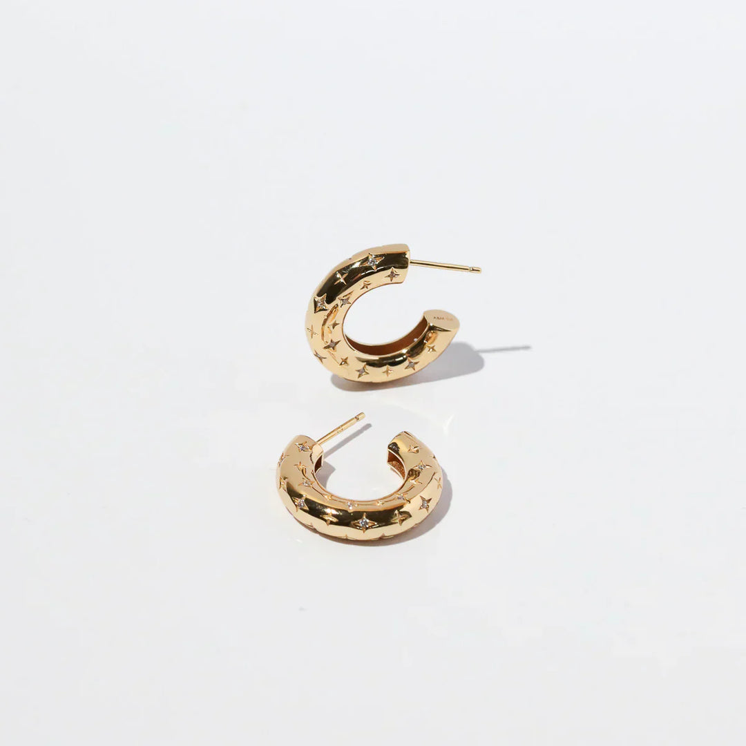 Gold Star Hoop Earrings