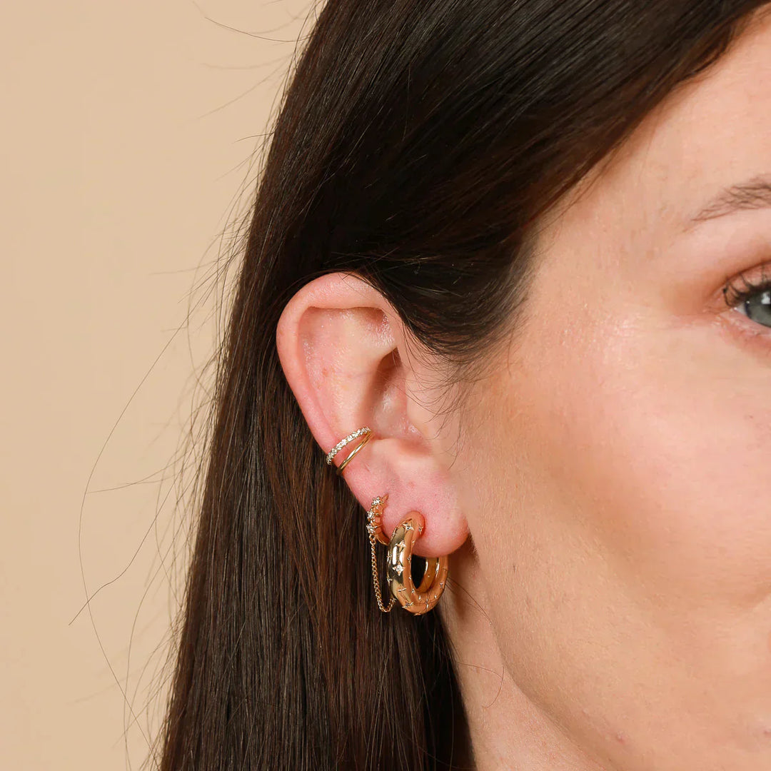 Gold Star Hoop Earrings
