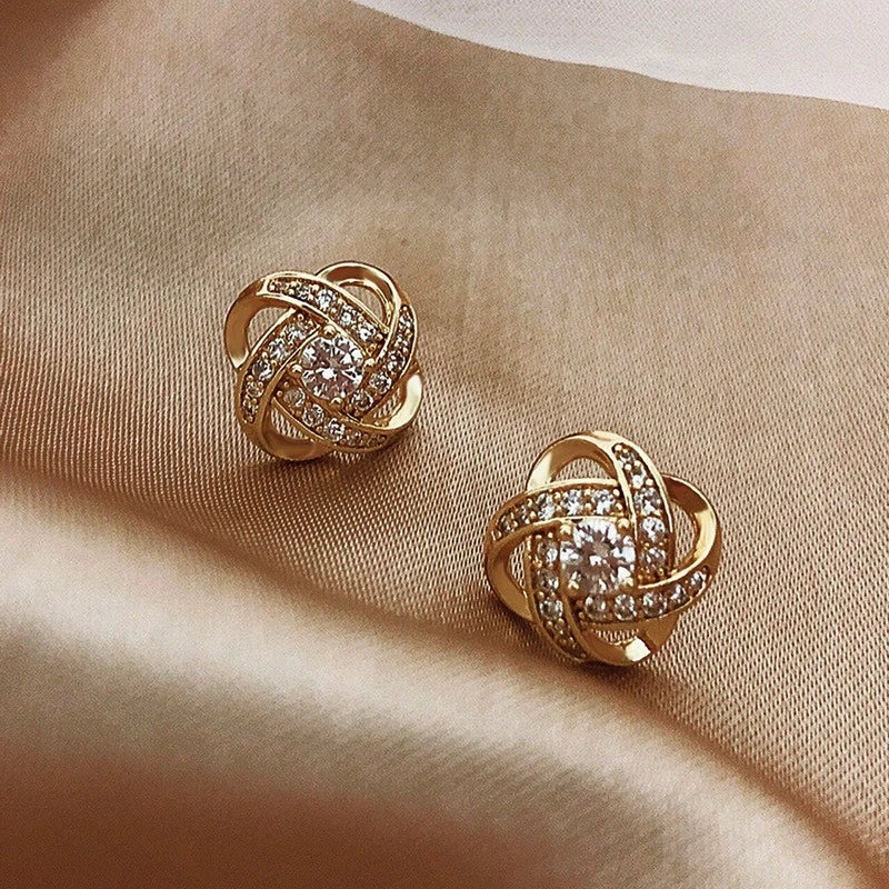 Gold Zirconia Sphere Earrings