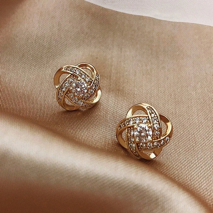 Gold Zirconia Sphere Earrings