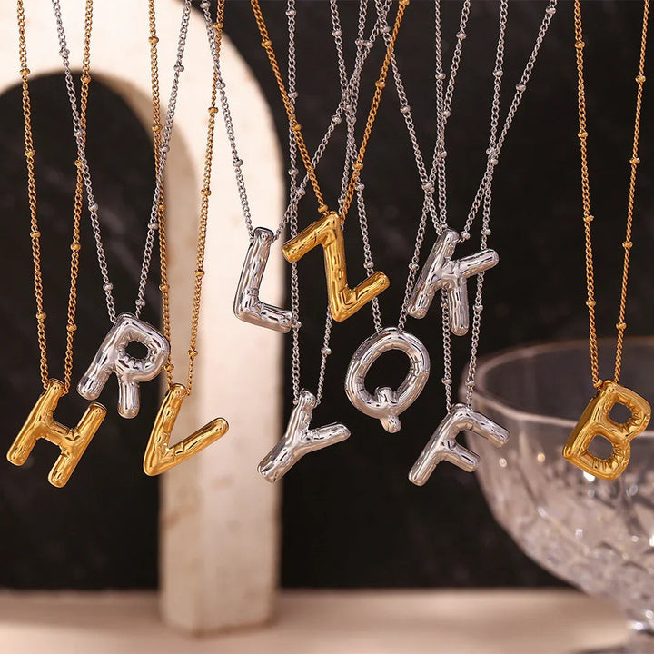 Balloon Initial Gold Necklace