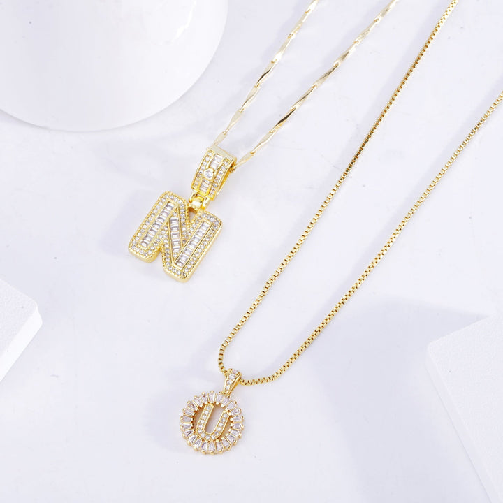 Pavé Gold Initial Necklace Set