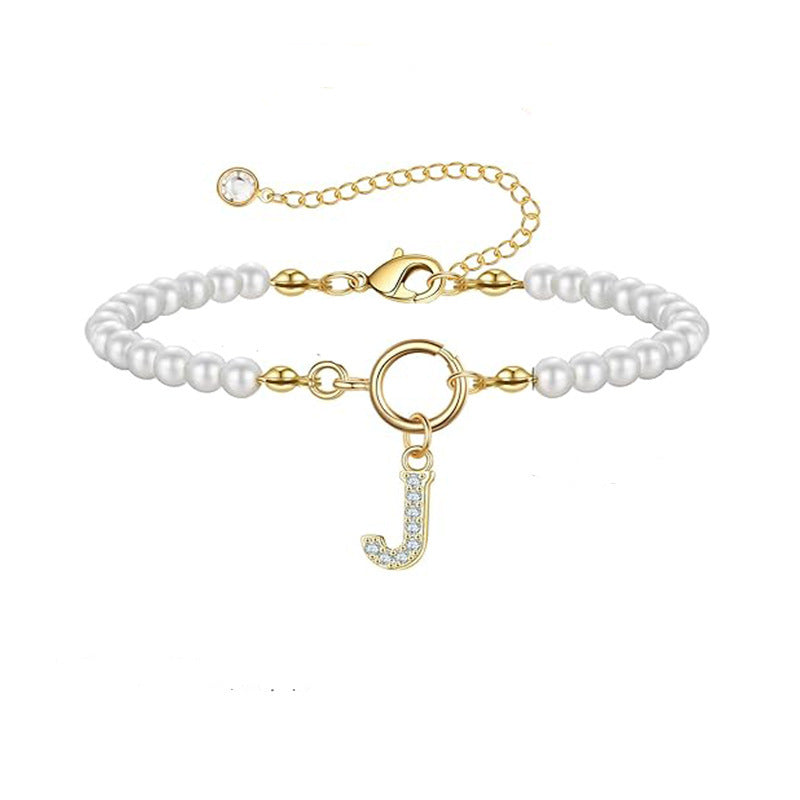 Pearl and Gold Letter Bracelet