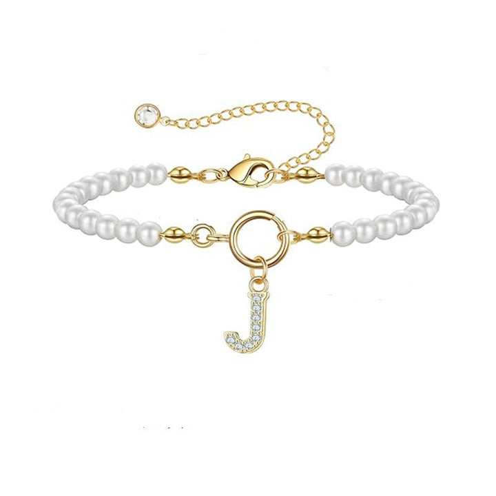Pearl and Gold Letter Bracelet