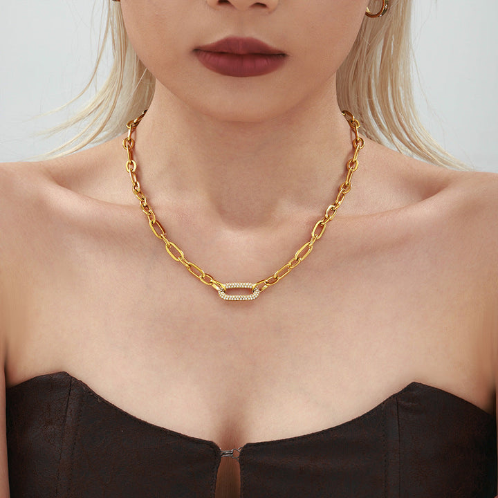 Gold Pavé Link Chain Jewelry Set