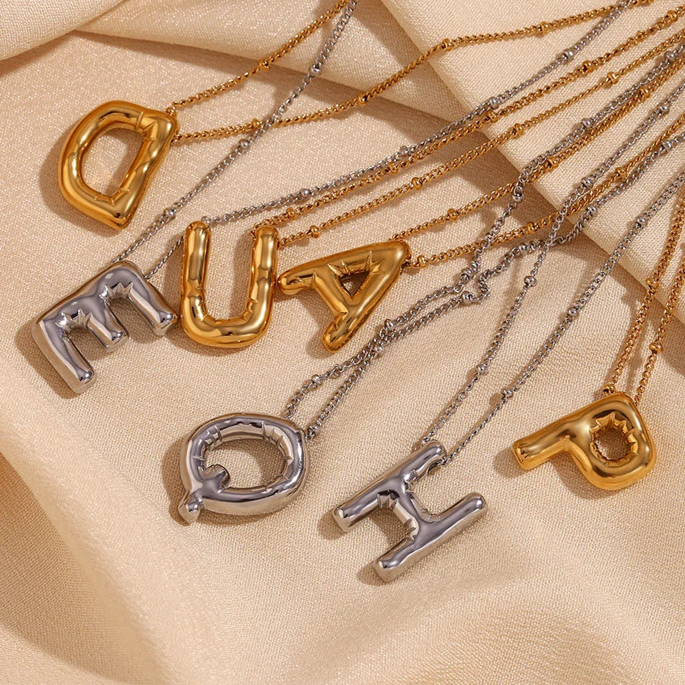 Balloon Initial Gold Necklace