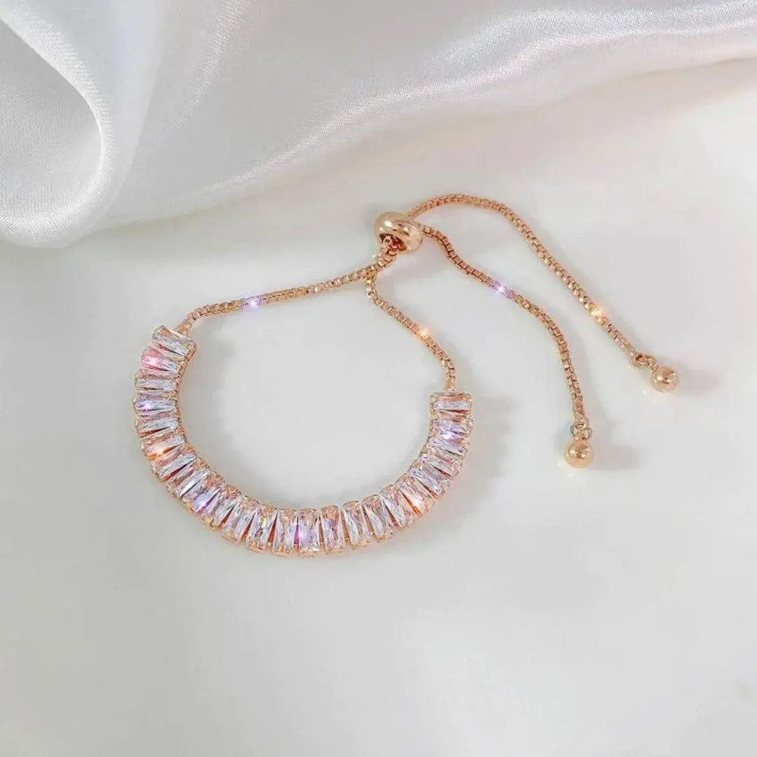 Adjustable Gold and Silver Cubic Zirconia Bracelet