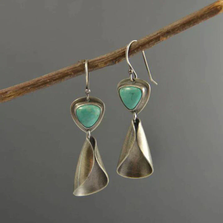 Vintage Silver Green Earrings