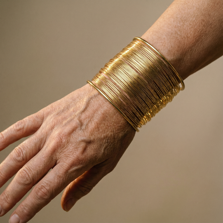 Gold Spiral Open Bracelet