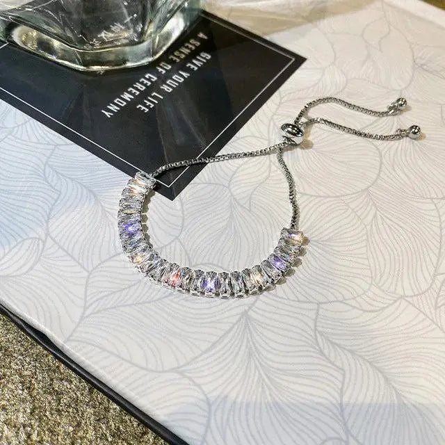 Adjustable Gold and Silver Cubic Zirconia Bracelet