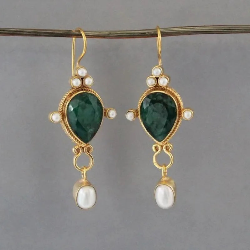 Vintage Ruby and Pearl Earrings
