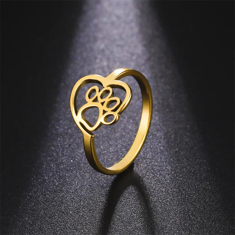 Adjustable Heart & Paw Ring