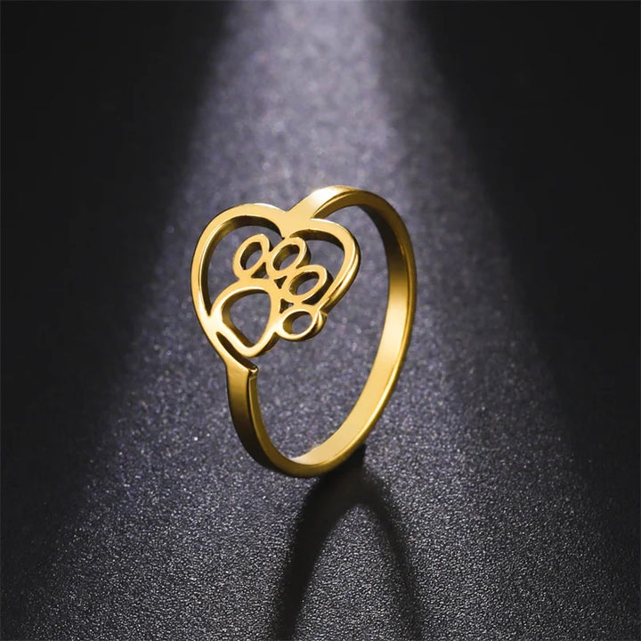 Adjustable Heart & Paw Ring