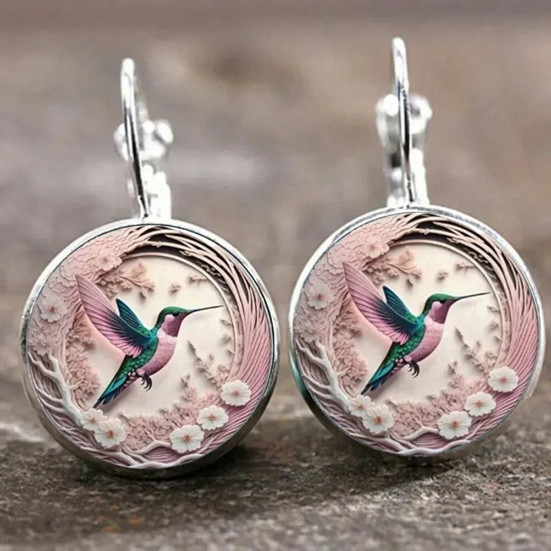 Crystal Hummingbird Pendant Necklace with Dome