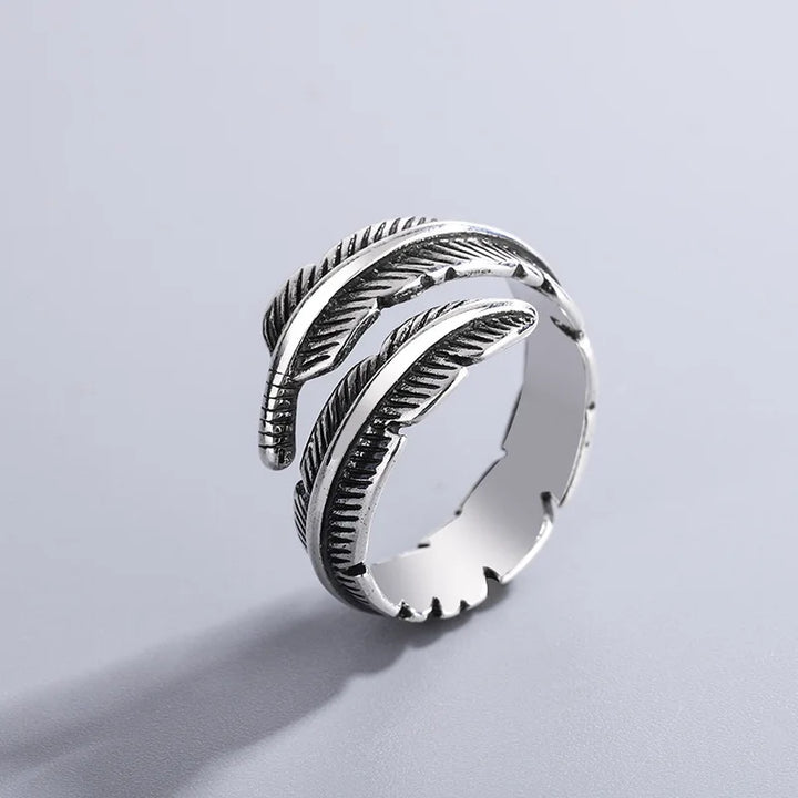 Adjustable Angel Feather Memorial Ring