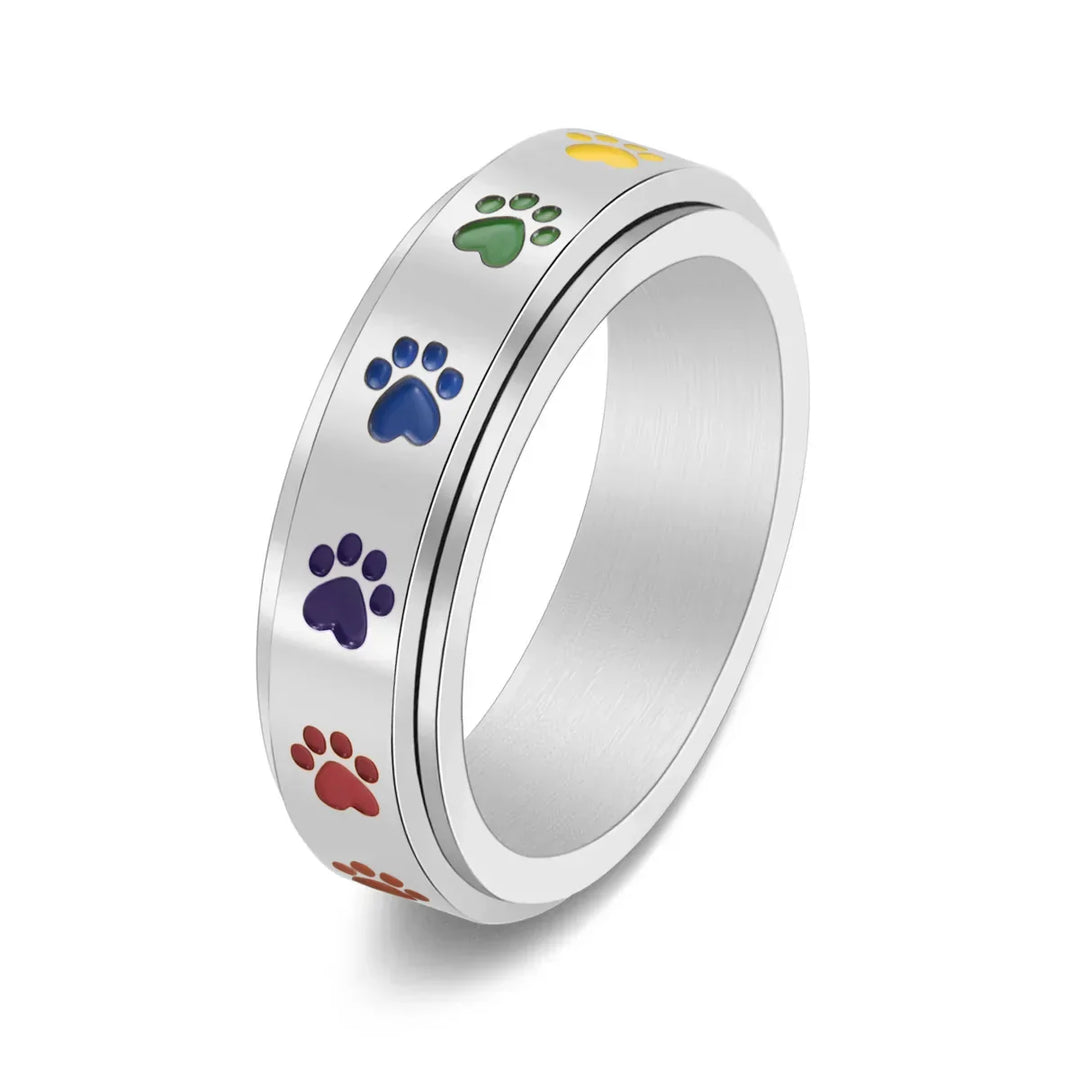 Rainbow Print Stress Relief Spinning Ring in Stainless Steel