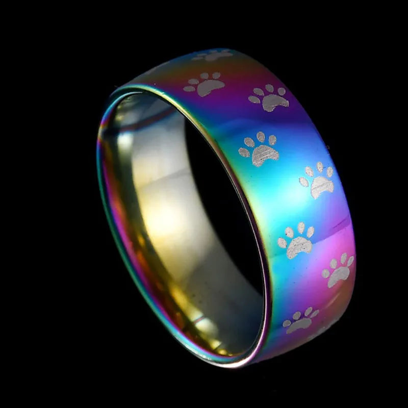 Rainbow Fingerprint Handcrafted Stainless Steel Ring