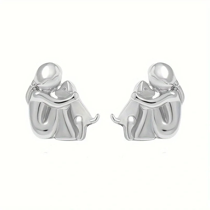 Two-Tone Silver and Gold Hug Earrings