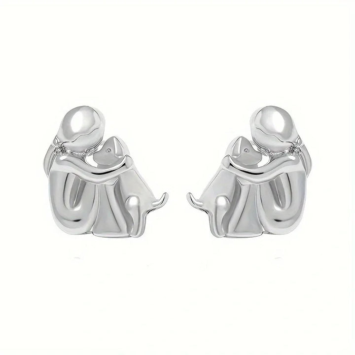 Two-Tone Silver and Gold Hug Earrings
