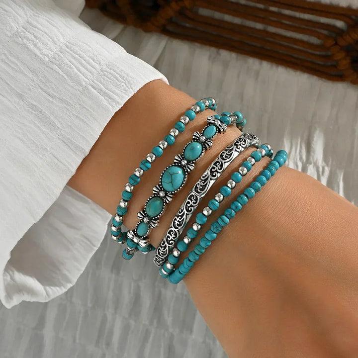 Turquoise Bead Boho Bracelet Set