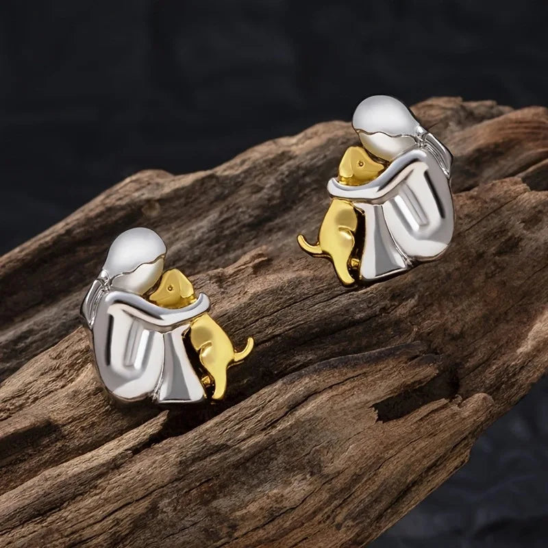Silver and Gold Bicolor Hug Earrings